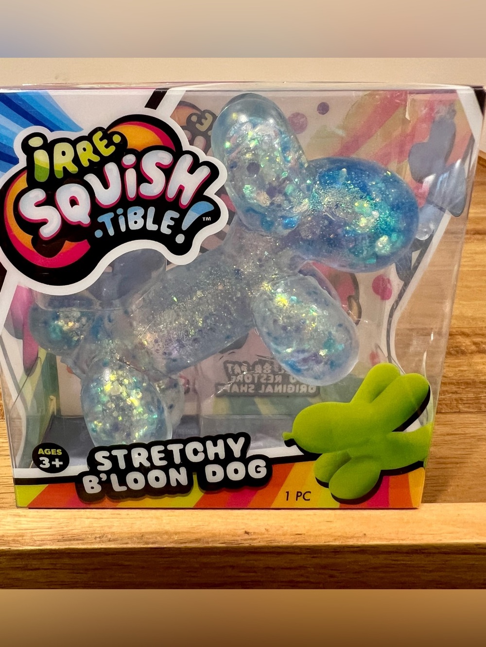 🔥🩵Rare iRRE-Squish-Tible Stretchy B'loon Dog Squishy - Blue Glitter!